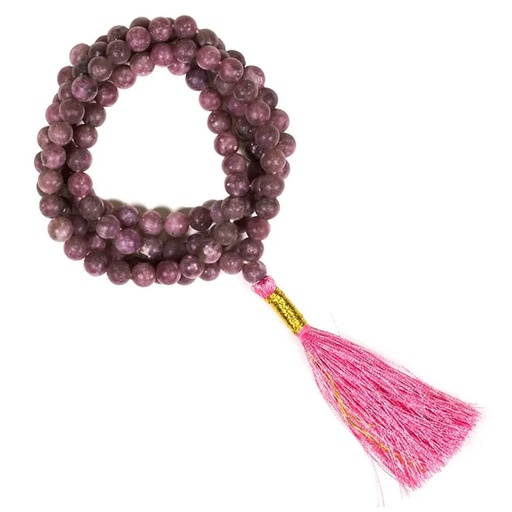 [8719497614066] Mala Tourmaline rose qualité AA 108 perles + sachet en broc