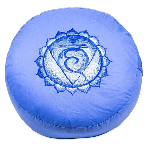 [8719497614165] Coussin de méditation 5è chakra Vishuddha brodé | 33x17 cm