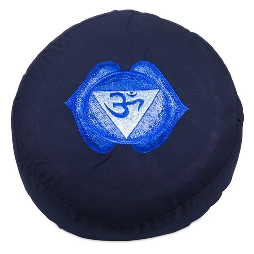 [8719497614172] Coussin méditation 6è chakra Ajña brodé -- 33x17 cm