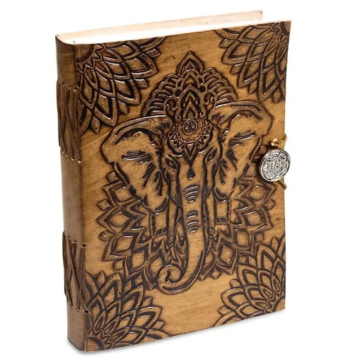 [8719497614295] Carnet de note Éléphant avec couverture en cuir | 250g