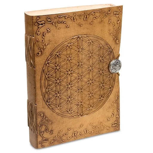 [8719497614301] Carnet de note Fleur de vie - avec couverture en cuir | 250 g