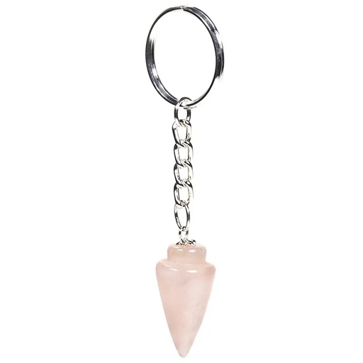 [8719497614547] Porte clefs avec pendule en Quartz Rose | 10 cm