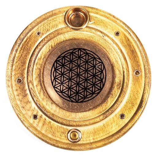[8719497615025] Brûleur de bâtons d'encens & cônes Fleur de vie | 10 cm