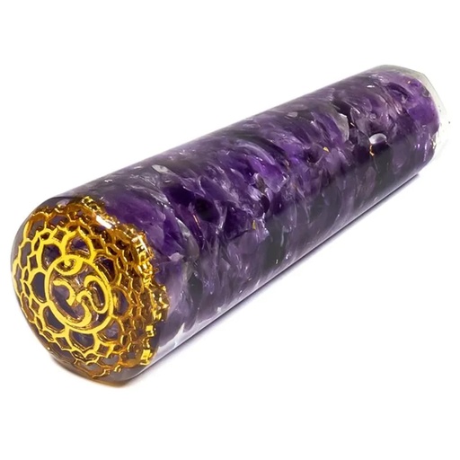 [8719497615261] Baguette de massage Orgonite Sahasrara -- 11cm; 73gr