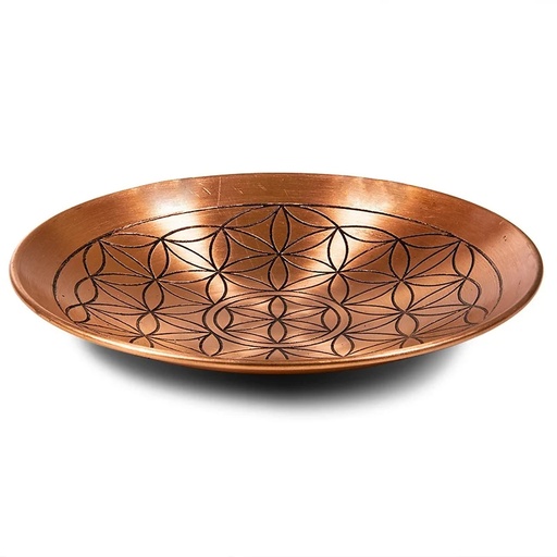 [8719497615469] Assiette de cuivre motif fleur de vie | 15 cm