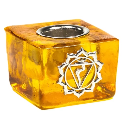 [8719497615575] Bougeoir chakra plexus solaire trou 22 mm -- 4.5x4.5x3.5cm