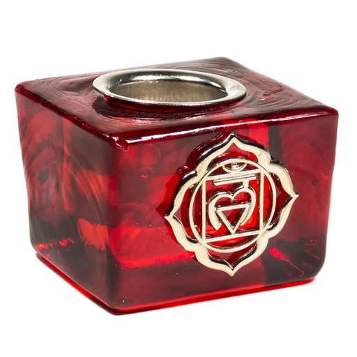 [8719497615599] Bougeoir chakra racine avec trou de 22 mm -- 4.5x4.5x3.5cm