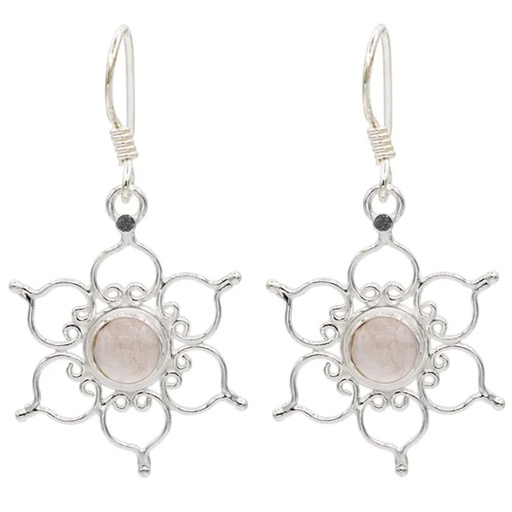 [8719497615636] Boucles d'oreilles lotus - argent 925 - avec quartz rose --