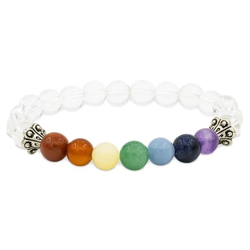 [8719497615698] Bracelet chakra en Cristal de Roche élastique | 0.8 cm