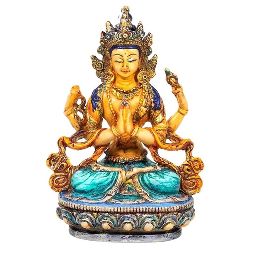 [8719497616305] Bouddha Chenresig peint | 400 g; 11x7x15 cm
