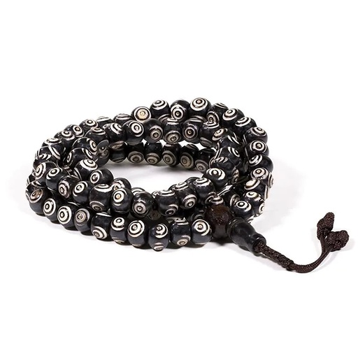 [8719497616831] Mala os noir et blanc 108 perles et guru perle | 0.8 cm