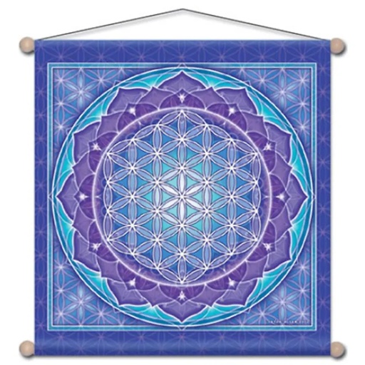 [8719497617739] Bannière de méditation Fleur de vie  | 38x38 cm