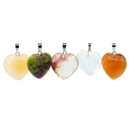 [8719497618286] Pendentif mélange de pierres précieuses en forme de coeur