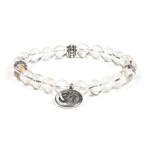 [8719497618514] Mala / bracelet cristal de roche élastique om | 0.8 cm