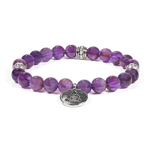 [8719497618538] Mala / bracelet améthyste élastique Bouddha| 0.8 cm