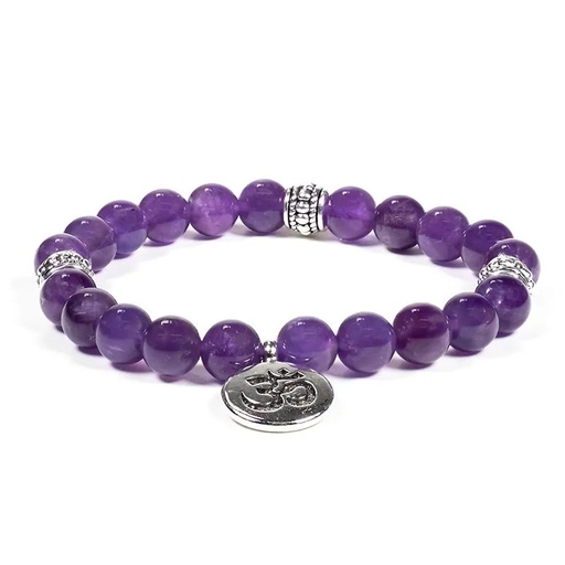 [8719497618545] Mala / bracelet améthyste élastique om| 0.8 cm