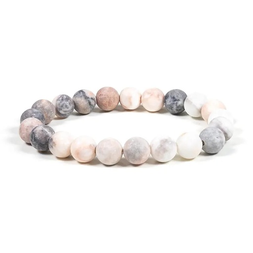 [8719497618583] Mala / bracelet élastique jaspe rose zèbré| 0.8 cm