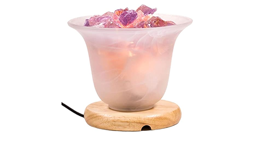 [8719497619993] Lampe cristaux d'Amethyste et sel -- 19 cm