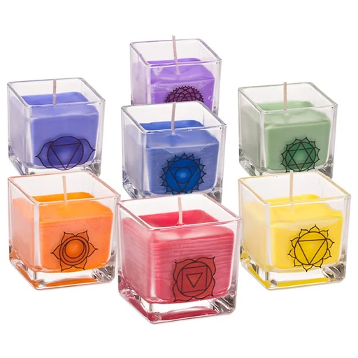 [8720088290101] Set de 7 bougies parfumées à la cire de colza eco chakra | 7x260 g