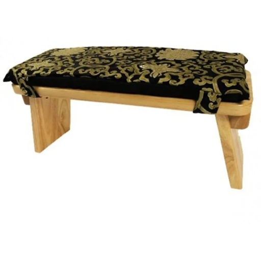 [8720088290262] Coussin de banc de méditation noir lotus or | 48x17x3 cm