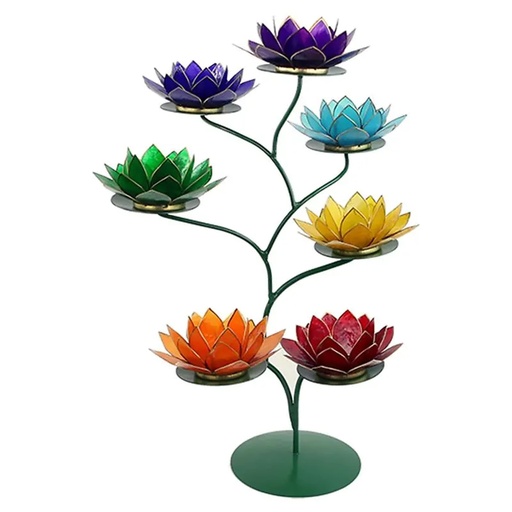 [8720088290309] Chakras Lotus Présentoir vert + 21 bougeoirs | 49x32 cm