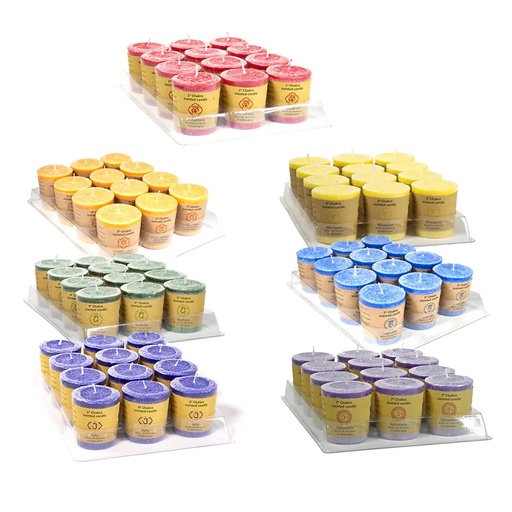 [8720088290521] Chakras bougies de stearine assortiment de 7x12 | 4.5x4 cm