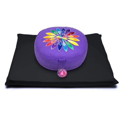 [8720088290620] SET Méditation violet/noir fleur multicolore | 65x65x5cm