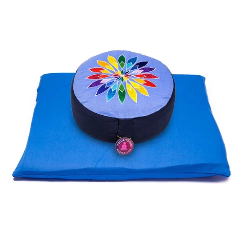 [8720088290637] SET Méditation Bleu fleur multicolore | 65x65x5 cm