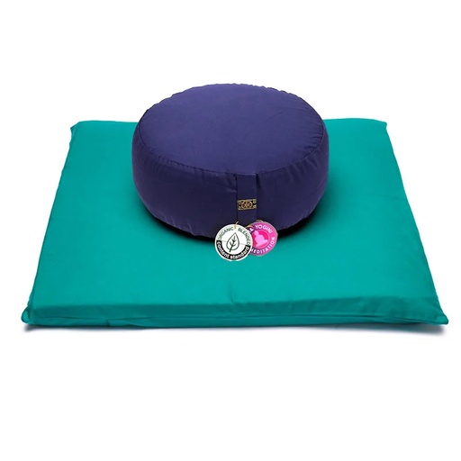 [8720088290668] SET Méditation vert / indigo coton BIO (OCS) | 65x65x5 cm; ±2500 g
