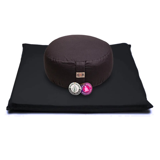 [8720088290675] SET Méditation noir sur noir coton BIO (OCS) | 65x65x5 cm; ±2500 g