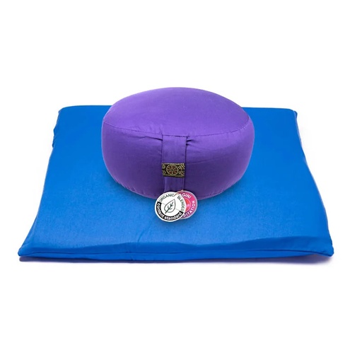 [8720088290699] SETde méditation Violet sur bleu coton BIO (OCS) | 65x65x5 cm; ±2500 g