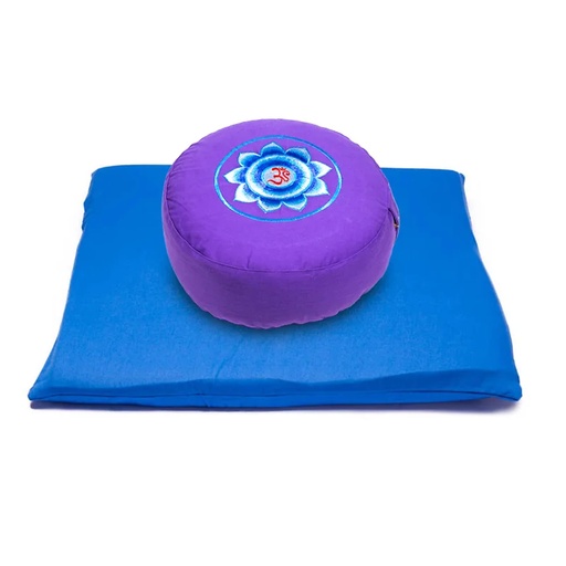 [8720088290705] SETde méditation OM violet /bleu sur bleu | 65x65x5 cm