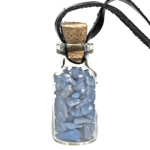 [8720088291245] Bouteille en verre avec Angélite et cordon | 3,6 cm