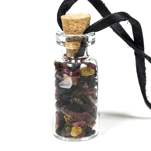[8720088291252] Bouteille en verre avec Tourmaline et cordon | 3.6 cm