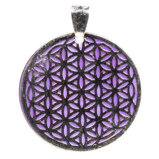 [8720088291269] Pendentif Fleur de Vie violet | 3.8 cm