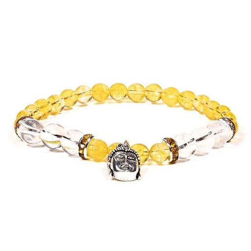 [8720088291658] Bracelet Citrine / Cristal de roche avec Bouddha | 6-8 mm