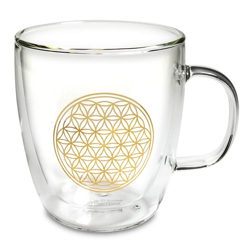 [8720088292501] Verre à thé double paroi Fleur de Vie | 400 ml