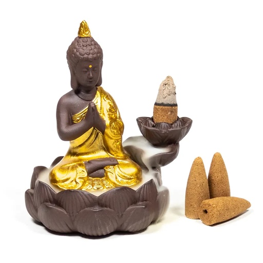 [8720088292686] Brûleur d'encens à refoulement Bouddha | 12x10x9 cm