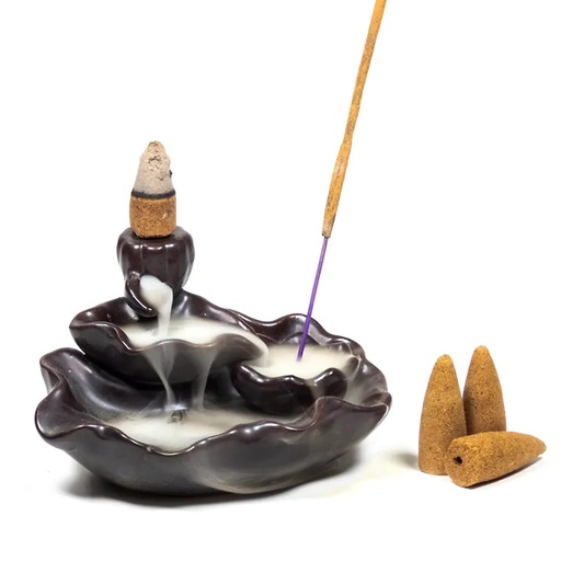 [8720088292693] Brûleur d'encens à refoulement étang de Lotus | 11x8x6cm