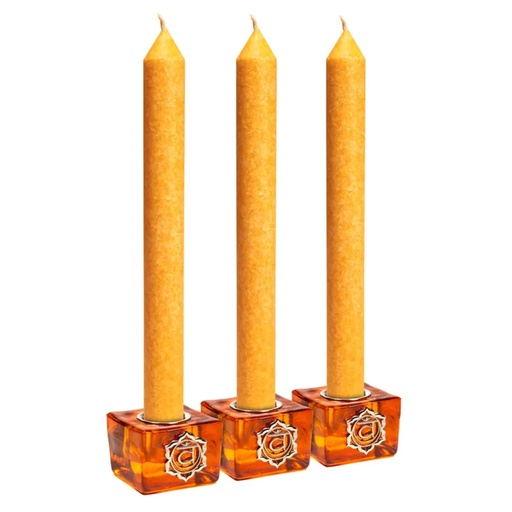 [8720088292952] Set: bougeoirs cube chakra sacré + bougies