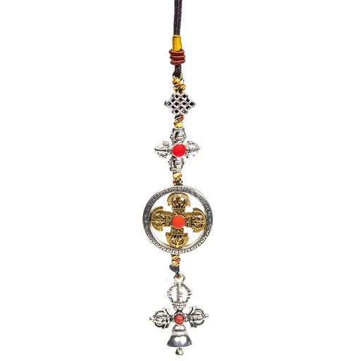 [8720088293461] Pendentif de protection double dorje cloche | 20 cm; 24 g