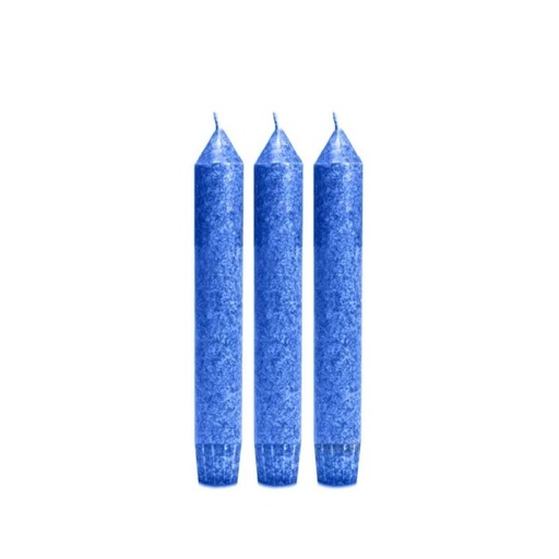 [8720088294055] Set de 3 petites bougies bleues -- 16x2.2cm