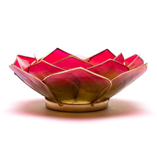 [8720088294338] Lumière dámbiance pétale Lotus rose/vert bordure or | 13.5 cm