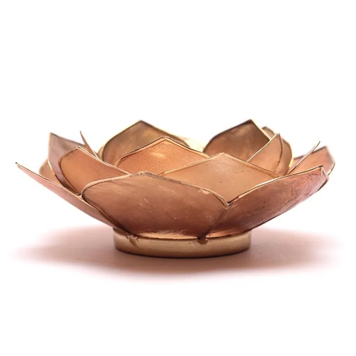 [8720088294345] Lumière d'ambiance pétale Lotus fumé/beige bordure or |13.5cm