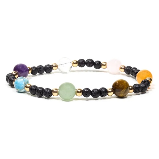 [8720088294406] Bracelet pierre de lave avec 7 pierres | 0.4 cm
