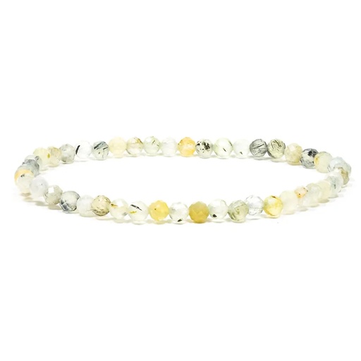 [8720088294413] Bracelet de préhnite a facettes élastique | 0.4 cm