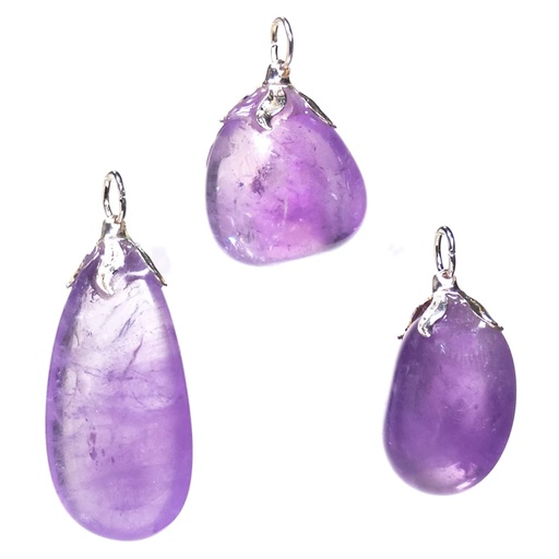 [8720088294703] Pendentif pierre gemme Amethyste claire |±1.5-3cm