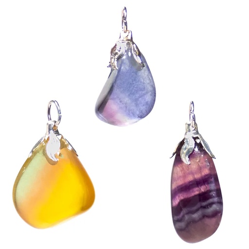 [8720088294789] Pendentif pierre gemme Fluorite arc en ciel | ±1.5-3cm