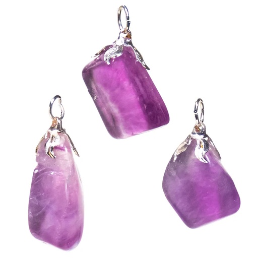 [8720088294796] Pendentif pierre gemme Fluorite violette | ±1.5-3cm