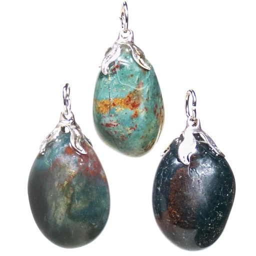 [8720088294819] Pendentif pierre gemme Bloodstone (heliotrope) |±1.5-3cm
